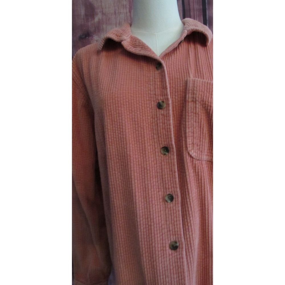 L.L.Bean Women's Comfort Corduroy Relaxed Shirt Adobe Rose M Wide Wale Cabincore - Picture 4 of 9